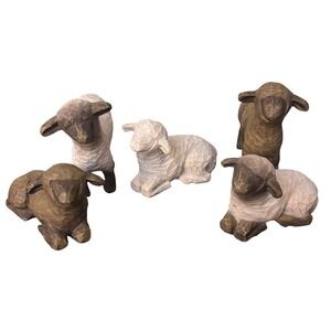 Willow Tree Stable Animals | Sheep Lamb Set of 5 1999, 2002 Susan Lordi DEMDACO
